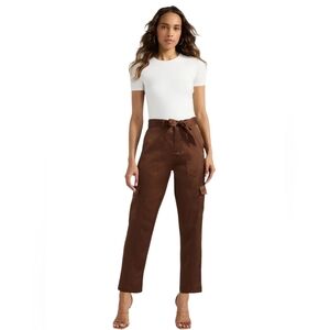 Sofia Jeans Women's Tapered High Rise Satin Cargo Pants, 27" Inseam, Size 16